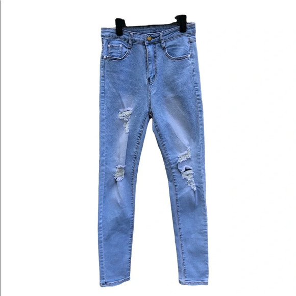 SHEIN DISTRESSED SKINNY JEANS - Picture 1 of 4